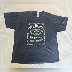 Jack Daniels Whiskey Vintage Mens XL T-shirt Black Distressed Holes All Over See